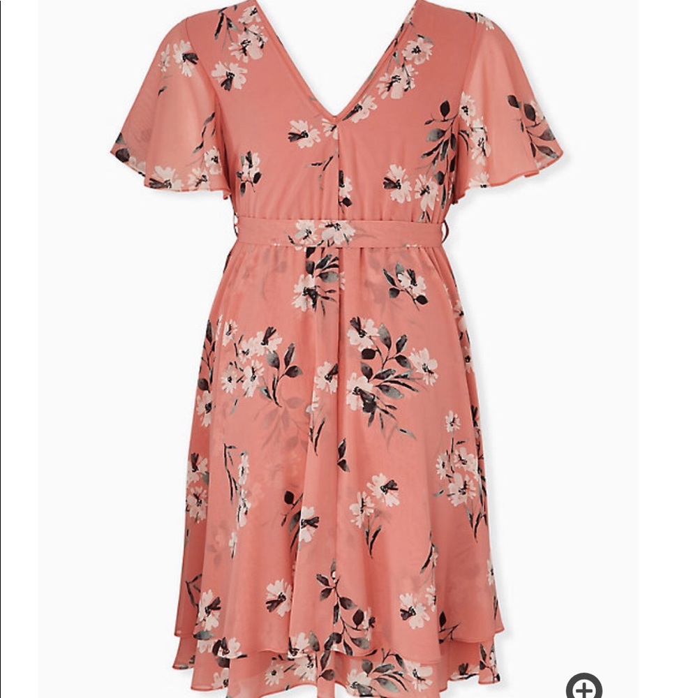 🌸DUSTY CORAL FLORAL CHIFFON WRAP DRESS🌸